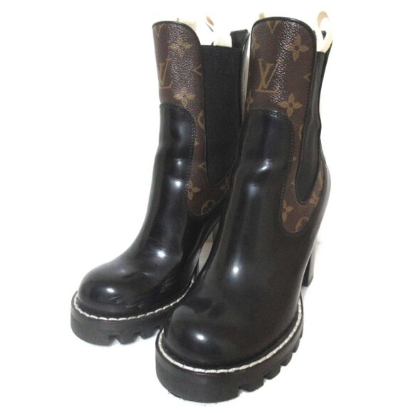 Louis Vuitton LV Monogram Heeled Ankle Chunky Combat Boots Booties 36 / 6 - Picture 3 of 9